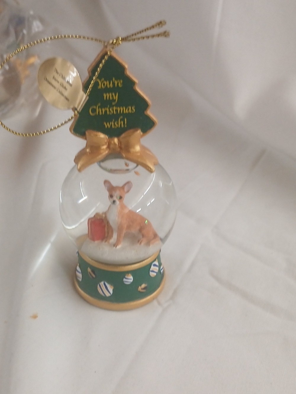 Christmas Dog Snow Globe Ornament - Green